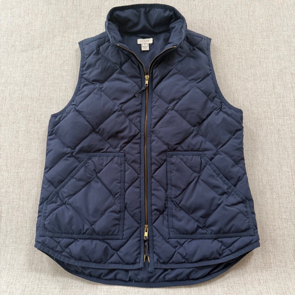 J.Crew Quilted Down Puffer Vest Womens Small equestrian heritage preppy layering